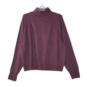 A New Day Womens Burgundy Turtleneck Sweater Size L Cotton Blend Long Sleeve